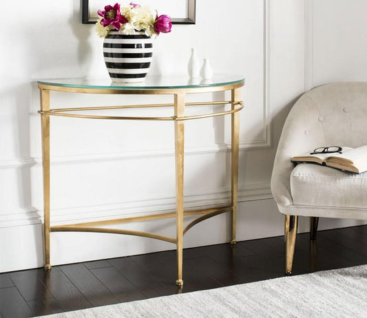 Safavieh Baur Glass Top Metal Console Table