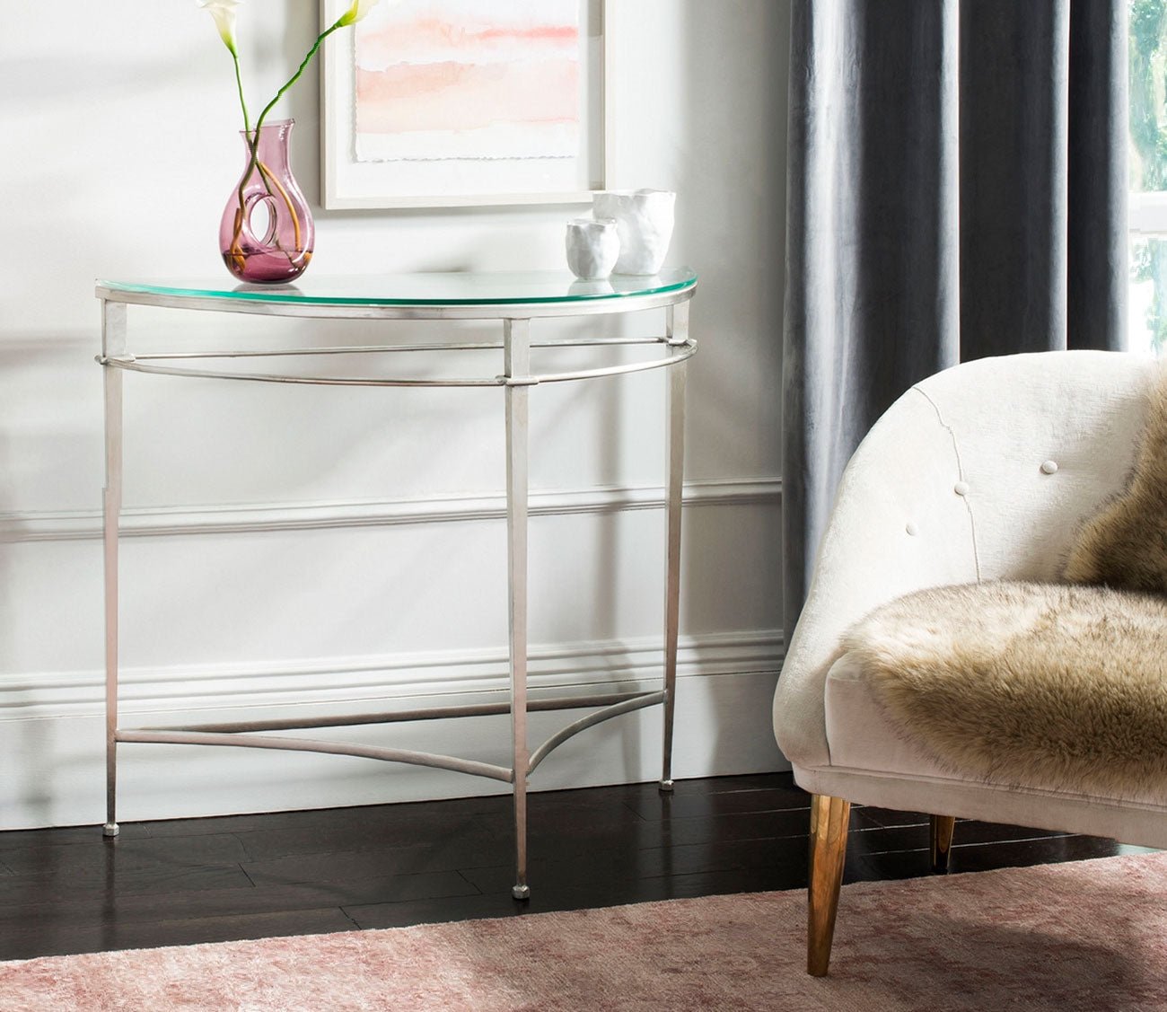 Safavieh Baur Glass Top Metal Console Table