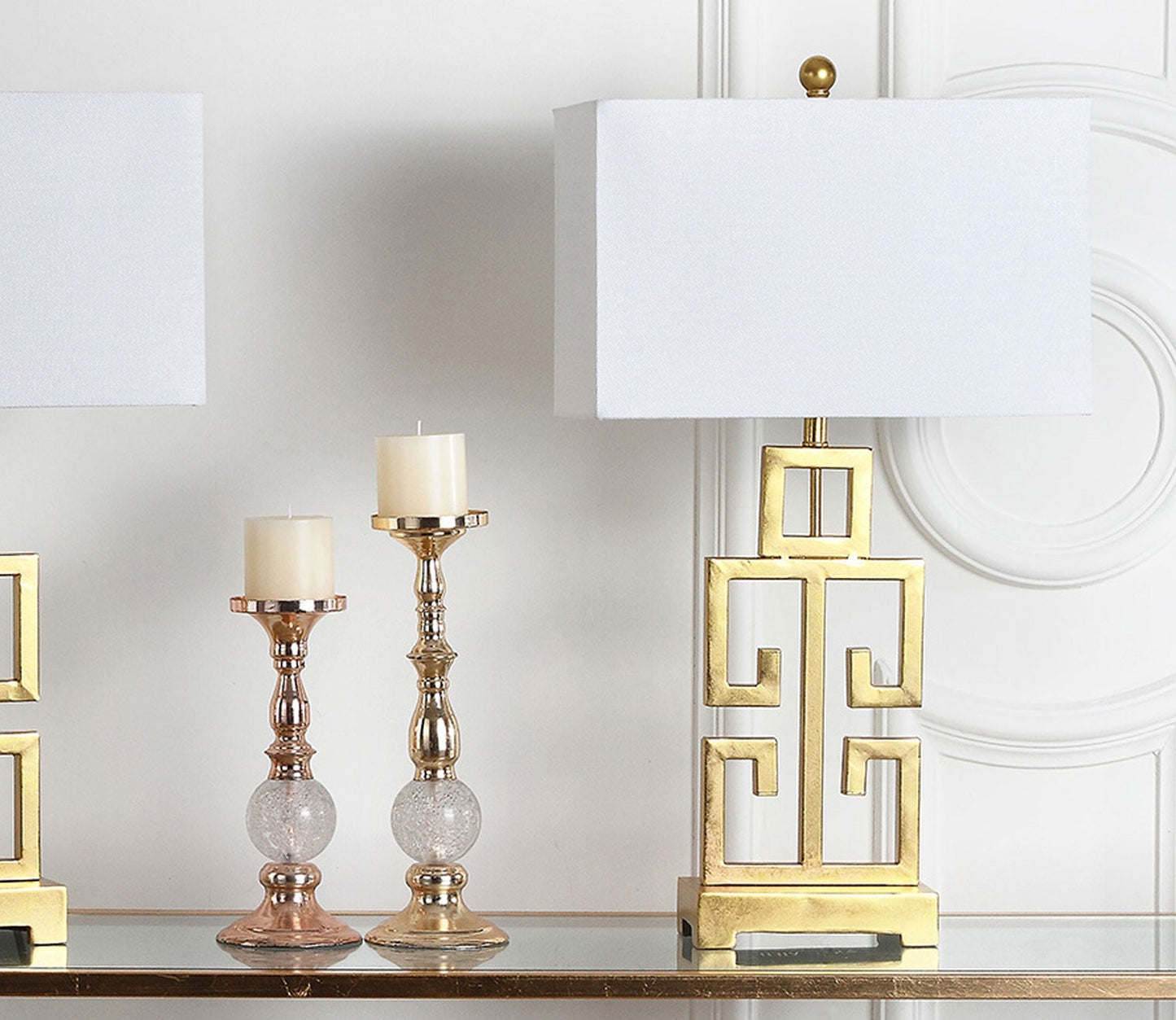 Greek Gold Key Table Lamp Set of 2