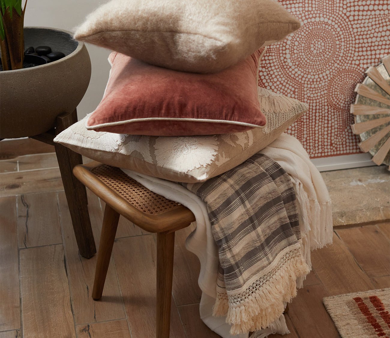 Villa by Classic Home Karlie Gray Ivory Throw Blanket
