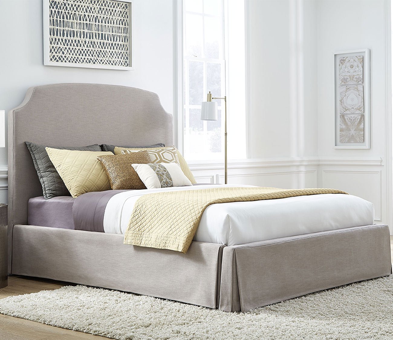Modus Furniture Laurel Upholstered Skirted Storage Panel Bed