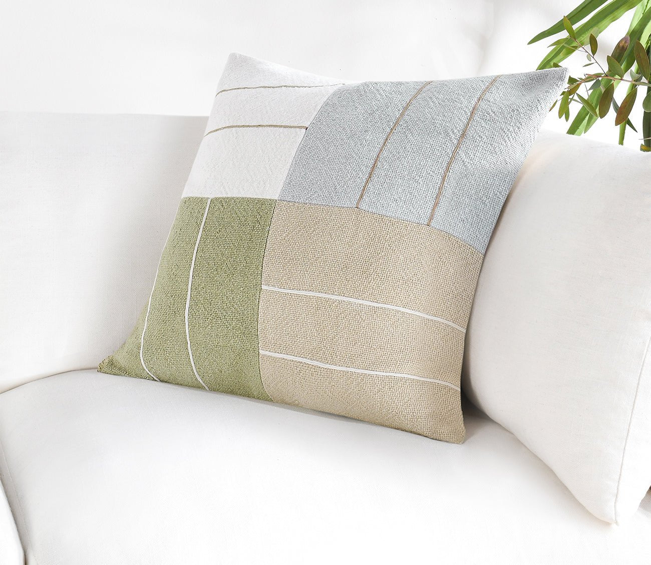 Villa by Classic Home Niya Wheat Green Multi Throw Pillow