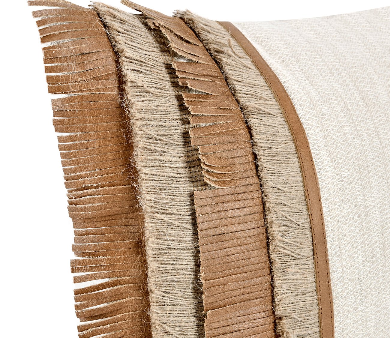 Villa by Classic Home Pottery Leather Chestnut Natural Throw Pillow