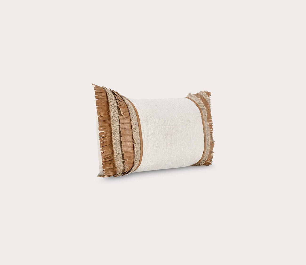 Villa by Classic Home Pottery Leather Chestnut Natural Throw Pillow