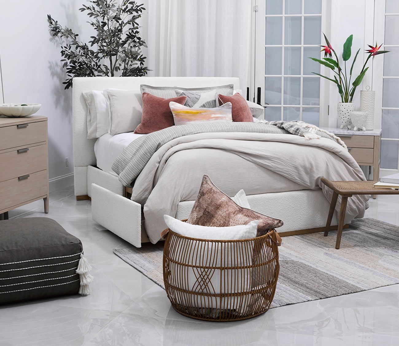 Villa by Classic Home Rattan Iron Basket