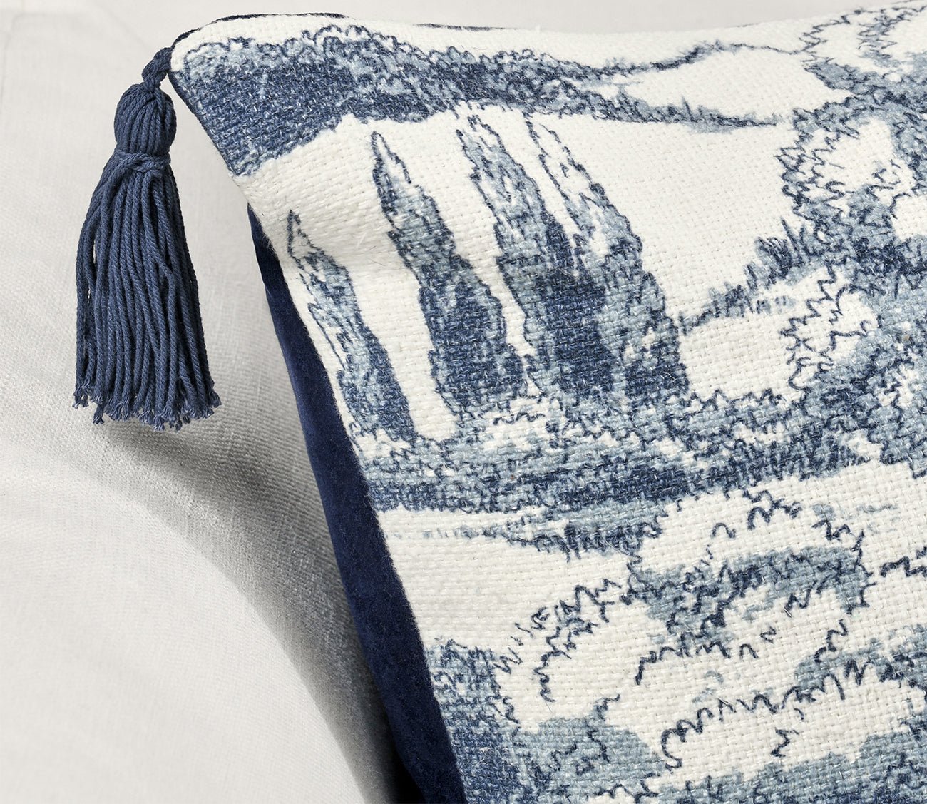 Villa by Classic Home Stonework Denim Blue Throw Pillow