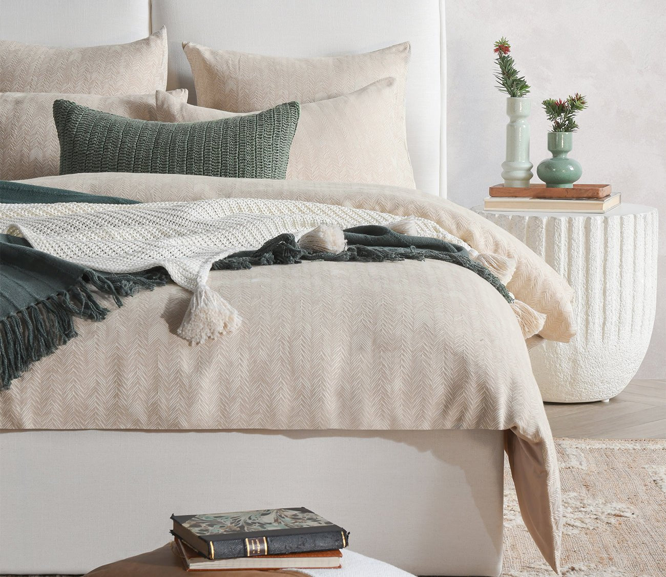 Villa by Classic Home French Herringbone 3-Piece Duvet Cover Set