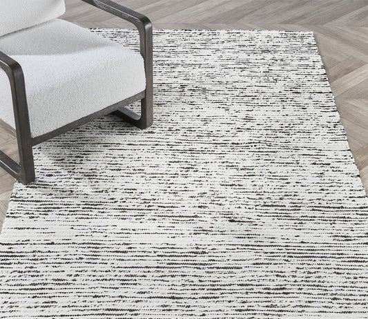 Villa by Classic Home Isa Stripe Ivory Black Area Rug