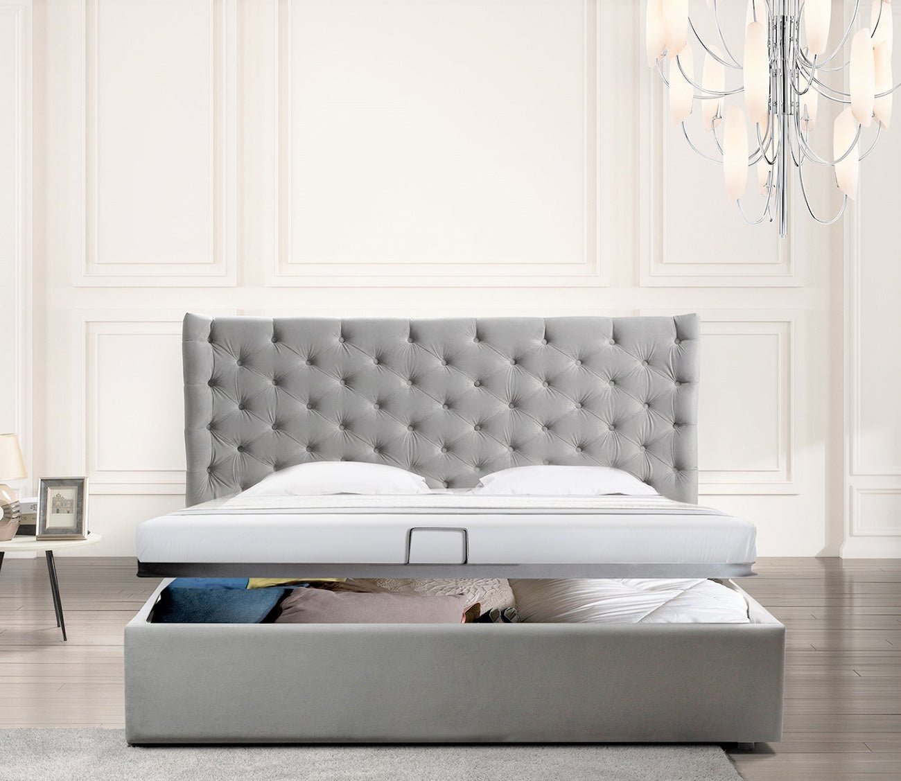 Parker Tufted Velvet Upholstered Storage Bed