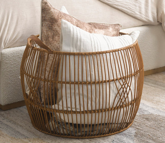 Villa by Classic Home Rattan Iron Basket